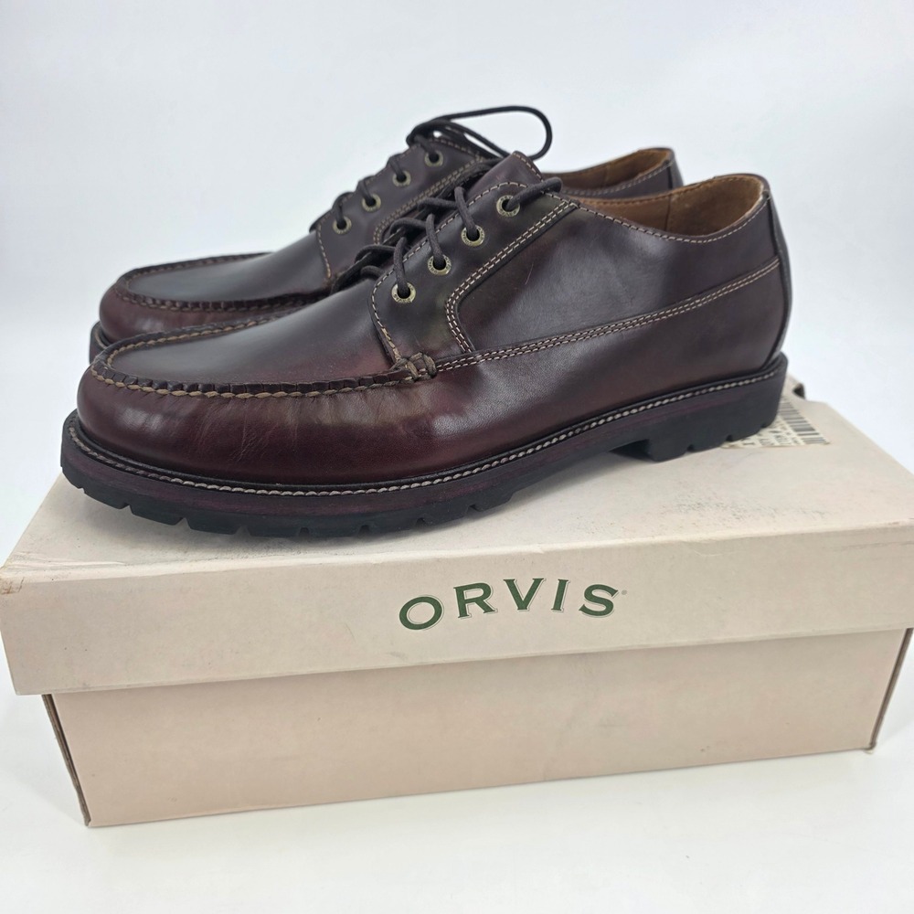 ORVIS GULLEY LEATHER SHOES MENS SIZE 13 M DARK RED BROWN LACE UP COMFORT NEW BOX